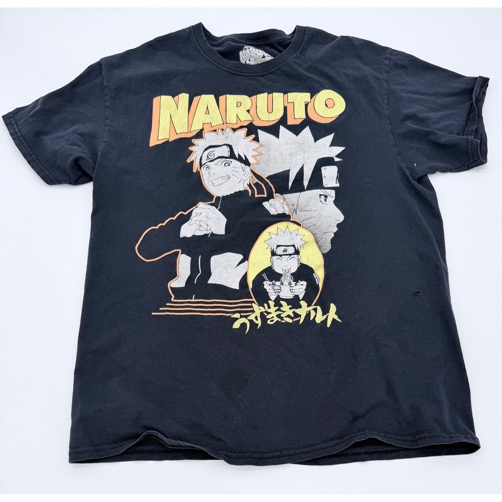 Naruto Shippuden T-Shirt Men's Medium Ripple‎ Junction Black Anime Ramen